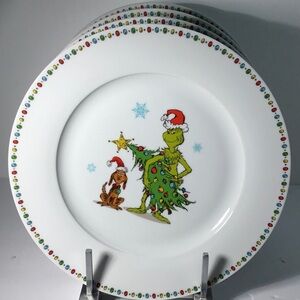 4 Dinner Plates Zrike  How The Grinch Stole Christmas 10 1/2" New